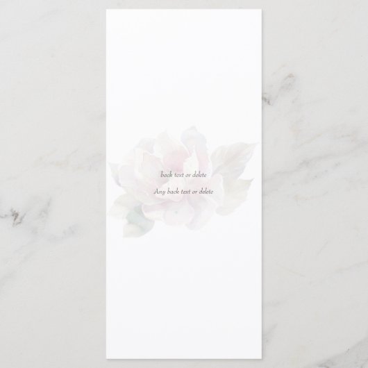 Romantische Blush Peony Bloemen Huwelijk Menu (Achterkant)