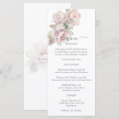Romantische Blush Peony Bloemen Huwelijk Menu (Voorkant / Achterkant)