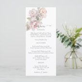 Romantische Blush Peony Bloemen Huwelijk Menu (Staand voorkant)