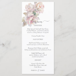 Romantische Blush Peony Bloemen Huwelijk Menu