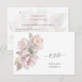 Romantische Blush Peony Bloemen Huwelijk RSVP Kaartje (Voorkant / Achterkant)