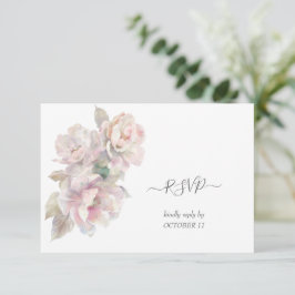 Romantische Blush Peony Bloemen Huwelijk RSVP Kaartje