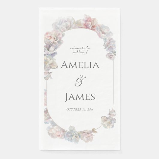 Romantische Blush Peony Bloemen Huwelijk Servet (Voorkant)