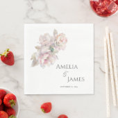 Romantische Blush Peony Bloemen Huwelijk Servet (Insitu)