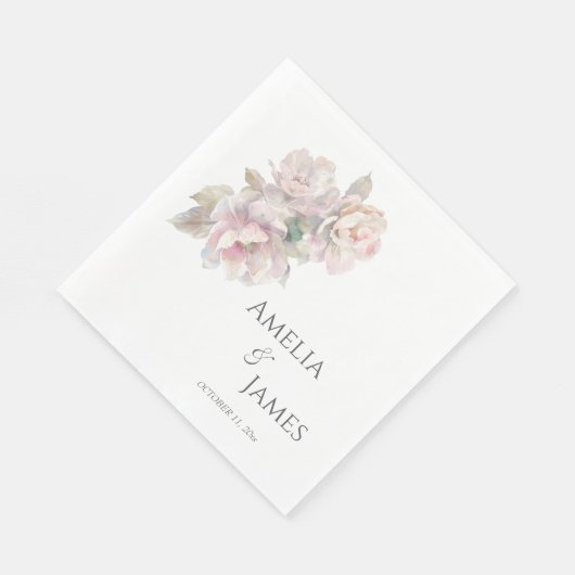 Romantische Blush Peony Bloemen Huwelijk Servet (Hoek)