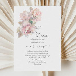 Romantische Blush Peony Bloemen Huwelijksceremonie Kaart