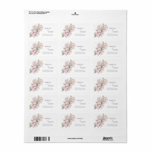 Romantische Blush Peony Bloemen Trouwadres Etiket (Full Sheet)