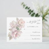 Romantische Blush Peony Bloemen Trouwmaaltijd RSVP (Staand voorkant)