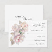 Romantische Blush Peony Bloemen Trouwmaaltijd RSVP (Voorkant / Achterkant)