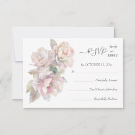 Romantische Blush Peony Bloemen Trouwmaaltijd RSVP Kaartje