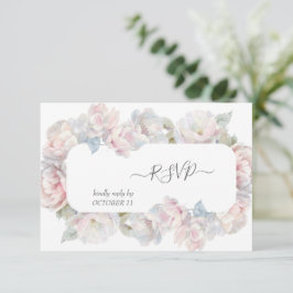 Romantische Blush Peony Bloemen Trouwmaaltijd RSVP Kaartje