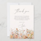 Romantische Blush Perzik Bloem Boog Bruidsmeisje F Bedankkaart (Voorkant)
