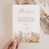 Romantische Blush Perzik Bloemrijke Bruiloftsontva Bedankkaart