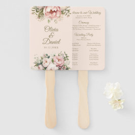 Romantische Blush & Perzik Pioen Rozen Huwelijkspr Handwaaier