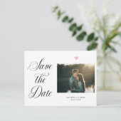 Romantische Blush Pink Heart Photo Bewaar de datum Briefkaart (Staand voorkant)