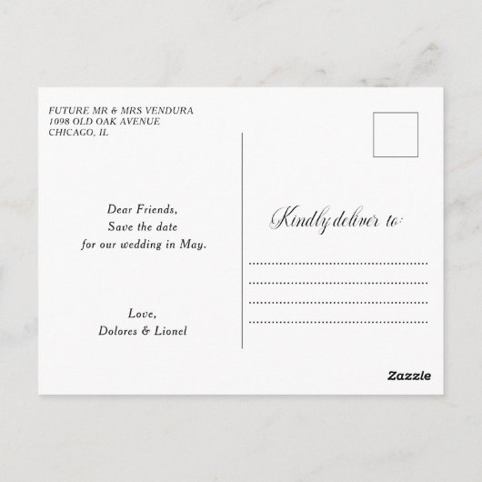 Romantische Blush Pink Heart Photo Bewaar de datum Briefkaart (Achterkant)