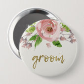 ROMANTISCHE BLUSH PINK ROSE WATERVERF FLORAAL GROE RONDE BUTTON 4,0 CM (Voorkant /achterkant)