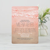 Romantische Blush Pink String Lights Engagement Pa Kaart (Staand voorkant)