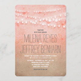 Romantische Blush Pink String Lights Huwelijksuitn Kaart