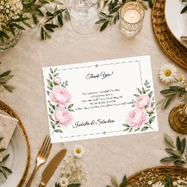 Romantische Blush Pioen Elegantie Bruiloft Bedankkaart