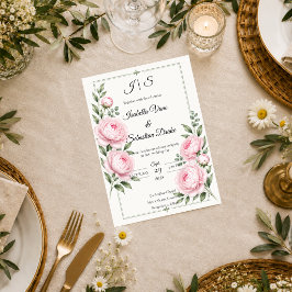 Romantische Blush Pioen Elegantie Bruiloft Kaart