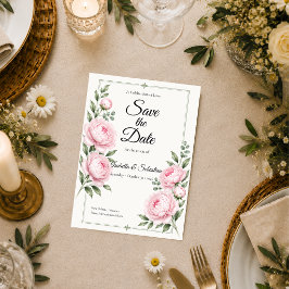 Romantische Blush Pioen Elegantie Bruiloft Save The Date