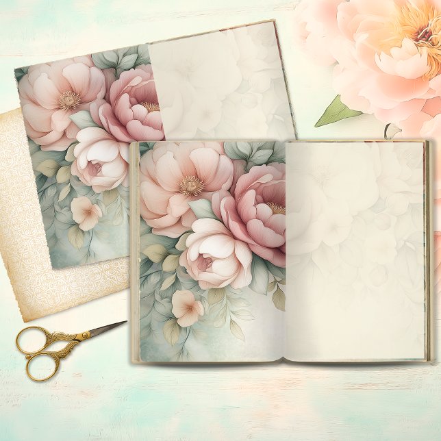 Romantische Blush Pioen Junk Journal Pagina (Creator heeft geüpload)
