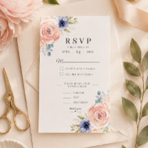 Romantische Blush Pioenrozen Huwelijks RSVP Kaart 