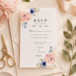 Romantische Blush Pioenrozen Huwelijks RSVP Kaart