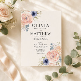 Romantische Blush Pioenrozen Huwelijksuitnodiging Kaart