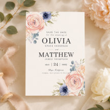 Romantische Blush Pioenrozen Save the Date Sjabloo