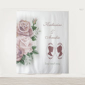 Romantische Blush Regency Lesbische Bruiloft Wandkleed (Voorkant)