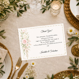 Romantische Blush Roos Elegantie Bruiloft Bedankkaart