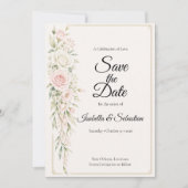 Romantische Blush Roos Elegantie Bruiloft Save The Date (Voorkant)
