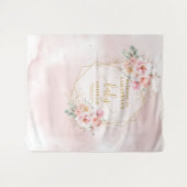 Romantische blush roze bloemen baby shower achterg wandkleed (Voorkant (horizontaal))