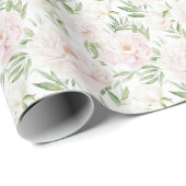 Romantische Blush roze bloemen Cadeaupapier (Rol Hoek)
