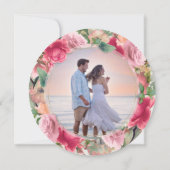 Romantische Blush Roze Bloemen Foto Cirkel Bruilof Kaart (Achterkant)