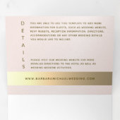 Romantische Blush Roze Bloemen Foto Huwelijk Drieluik Uitnodiging (Binnenzijde eerst)