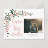 Romantische Blush Roze Bloemen Foto Save the Date Briefkaart (Voorkant)
