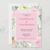 Romantische Blush Roze Bloemen Huwelijksuitnodigin Kaart (Voorkant)