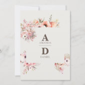 Romantische Blush Roze Bloemen Huwelijksuitnodigin Kaart (Voorkant)