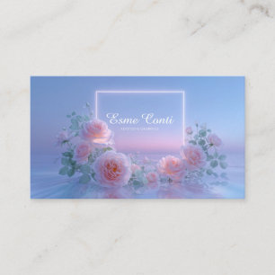 Romantische Blush Roze Bloemige Waterreflectie Visitekaartje