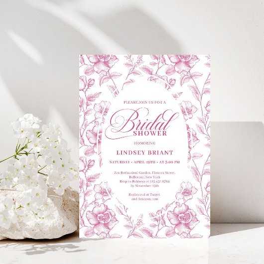 Romantische Blush Roze Bloemrozen Bruiloft Feest Kaart