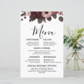 Romantische Blush Roze Bourgondië Floral Bruiloft  (Staand voorkant)