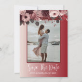 Romantische Blush Roze Bourgondische Waterverf Blo Save The Date (Voorkant)