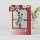 Romantische Blush Roze Bourgondische Waterverf Blo Save The Date (Staand voorkant)