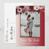 Romantische Blush Roze Bourgondische Waterverf Blo Save The Date (Voorkant / Achterkant)