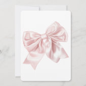 Romantische Blush Roze Bow Wedding Kaart (Achterkant)