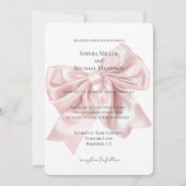 Romantische Blush Roze Bow Wedding Kaart (Voorkant)