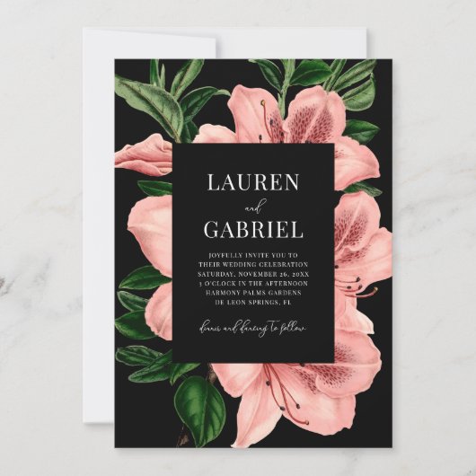 Romantische Blush Roze Donker  Bloemen Bruiloft Kaart (Voorkant)